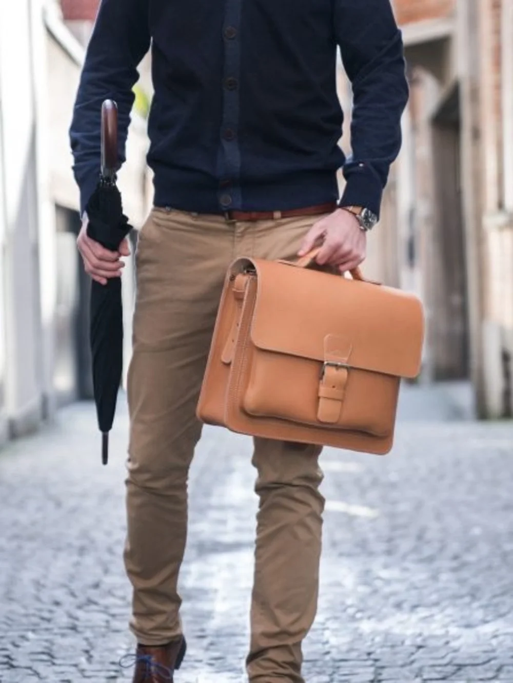 Unisex Ruitertassen Briefmaster leather crossbody bag satchel